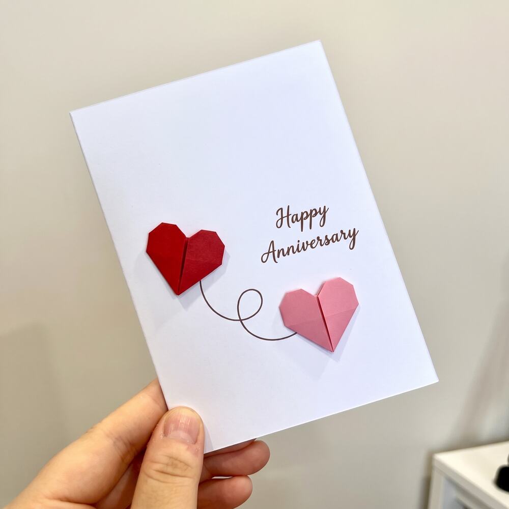 Handmade Wedding Anniversary Card, Origami Heart Design, Paper Art, I Love You G